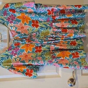 HAPTICS Floral Short Sleeve Peplum Blouse NWOT